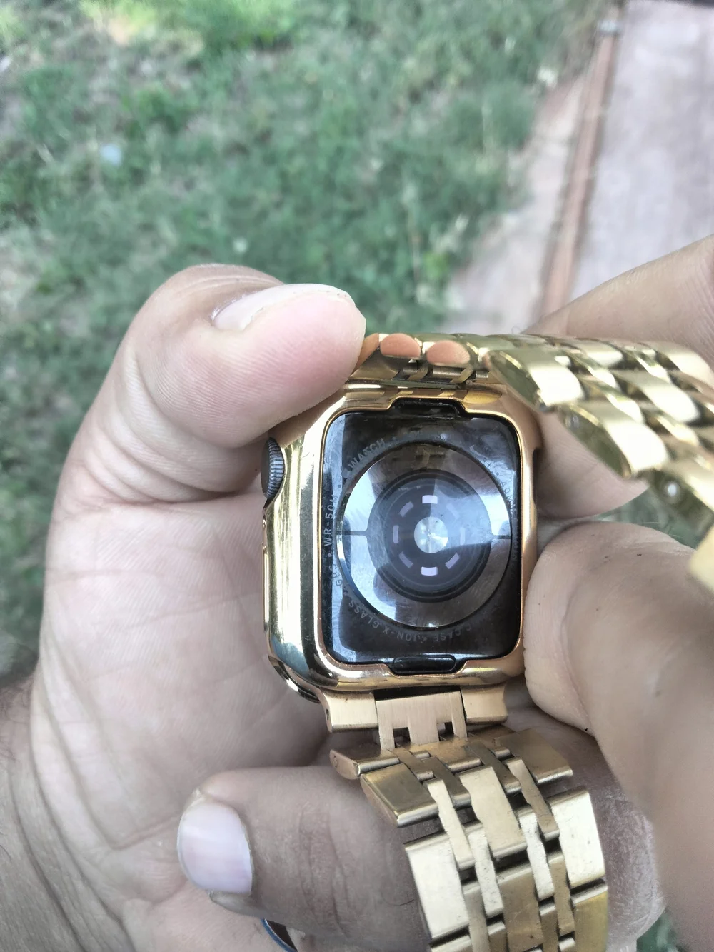 24K Gold Plated 44MM Apple Watch SERIES 4 Gold Links Band CUSTOM Free